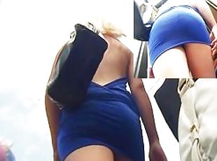 Blond's arse in belt panty up petticoat