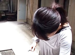 Downblouse video of cute Asian babe with glasses