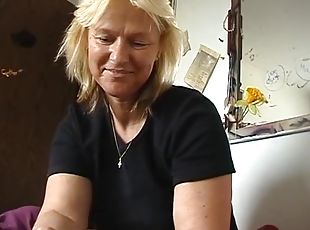 German Mature Blond Handjob